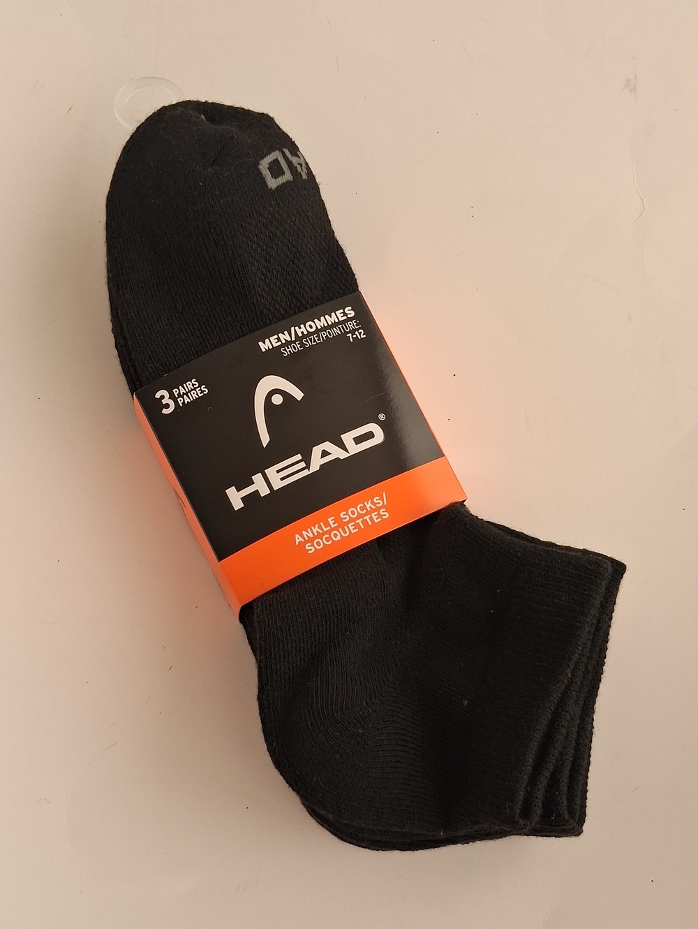 Head Black Ankle Socks 3 Pairs Men Size 7 to 12 New With Tag